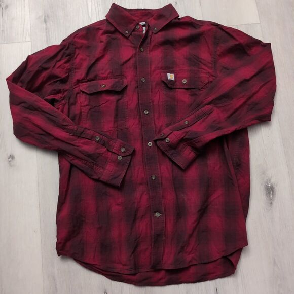 Carhartt Shirt Mens L Multi Color Button Up  Long Sleeve Carhartt Relaxed Fit - Picture 1 of 5